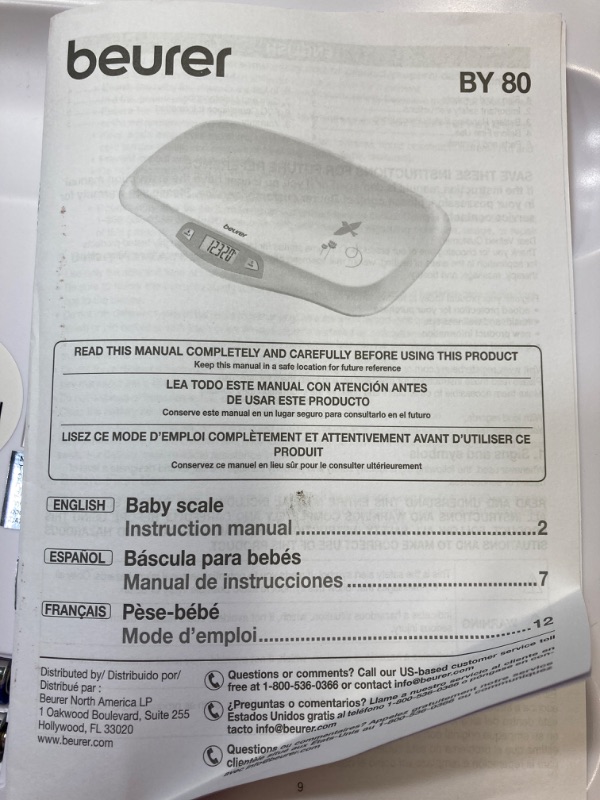 Photo 4 of ***MISSING PARTS*** Beurer BY80 Digital Baby Scale, Infant Scale for Weighing in Pounds, Ounces, or Kilograms up to 44 lbs, Newborn Scale with Hold Function, Pet Scale for Cats and Dogs