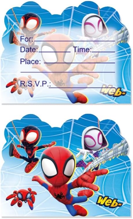 Photo 1 of *** BUNDLE OF 3 *** 20 Spidey and his friends children's birthday invitations,Spidey and his friends children's cartoon party invitations, Spidey and his friends birthday party supplies decoration (20 invitations)