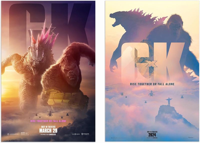 Photo 1 of *** BUNDLE OF 2, DESIGN MAY VARY *** Generic Godzilla X Kong Poster The New Empire Movie Poster Boys Room Decor Gift Aesthetic Wall Art Canvas Posters