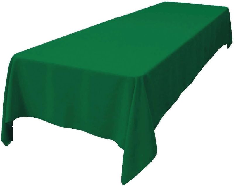 Photo 1 of Pack of three - LA Linen Polyester Poplin Washable Rectangular Tablecloth, Stain and Wrinkle Resistant Table Cover 60x108, Fabric Table Cloth for Dinning, Kitchen, Party, Holiday 60 by 108-Inch, Emerald Green - Pack of three
