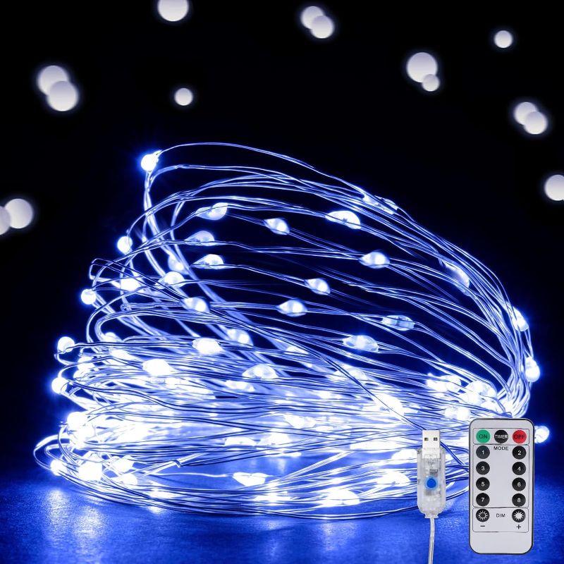 Photo 1 of *** BUNDLE OF 3, COLORS VARY *** Ehome String Lights, USB Fairy Lights Plug in 33 ft 100 LED Twinkle String Lights Silver Wire Lights with Remote and Timer 8 Modes Outdoor Indoor Waterproof Starry Lights DIY Party Wedding, Blue