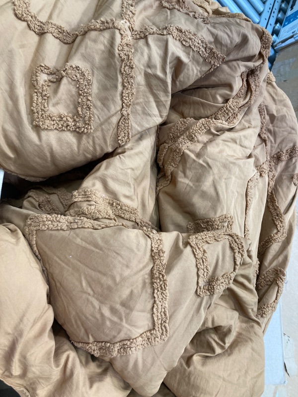 Photo 2 of *** DESIGN AND COLOR MAY VARY *** Bedsure Boho Duvet Cover Queen - Boho Bedding, Tufted Queen Duvet Cover for All Seasons, 3 Pieces Embroidery Shabby Chic Home Bedding Duvet Cover Set(Deep Khaki, Queen, 90x90)