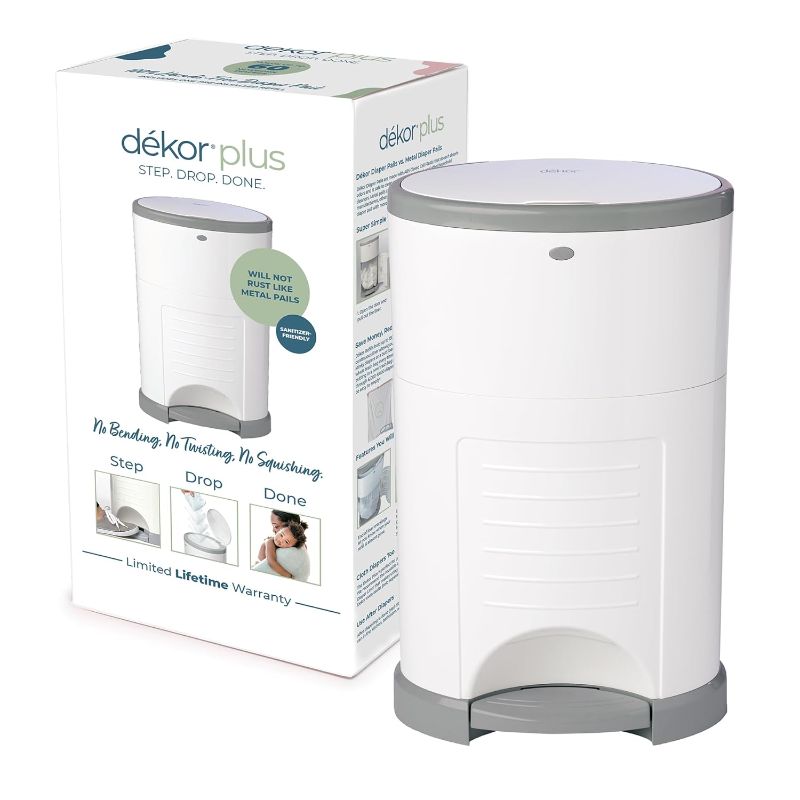 Photo 1 of Diaper Dekor Plus Hands-Free Diaper Pail | White | Easiest to Use | Just Step–Drop–Done | Doesn’t Absorb Odors | 20 Second Bag Change | Most Economical Refill System | Great for Cloth Diapers