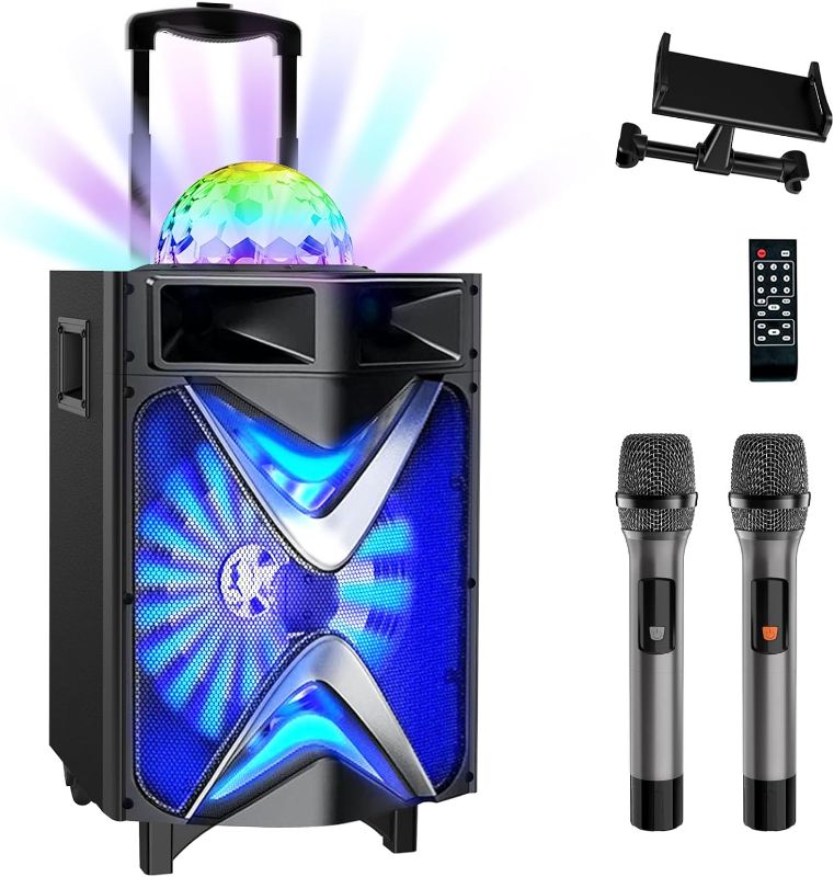 Photo 1 of ***(Speaker powers on from the battery but missing the charger in the box)***

VeGue Karaoke Machine for Adults & Kids, Bluetooth Speaker PA System with 2 Wireless Microphones, 10'' Subwoofer, Disco Ball LED Light, Singing Machine for Home Karaoke, Party,