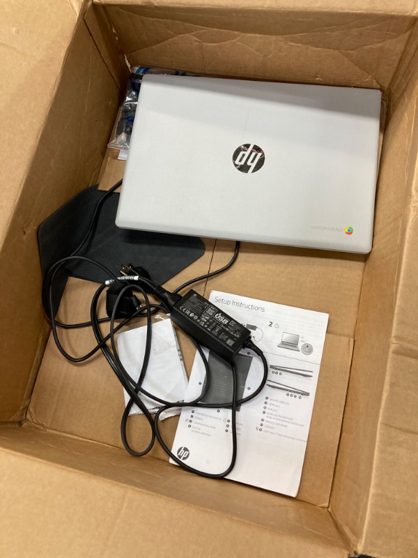 Photo 4 of HP 2023 est Chromebook Laptop Student Business,14'' HD Display,Quad-Core Intel Celeron N4120 Processor,4GB RAM,64GB eMMC,720p Webcam,WiFi,Bluetooth,14+ Hrs Battery,Chrome OS+MarxsolCables Modern Gray