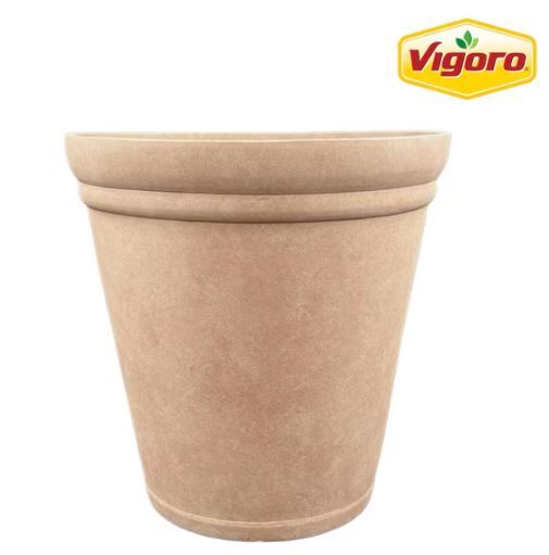 Photo 1 of 16 in. Evie Resin Planter-Whitewash Clay (16 in. H x 16 in. W)
