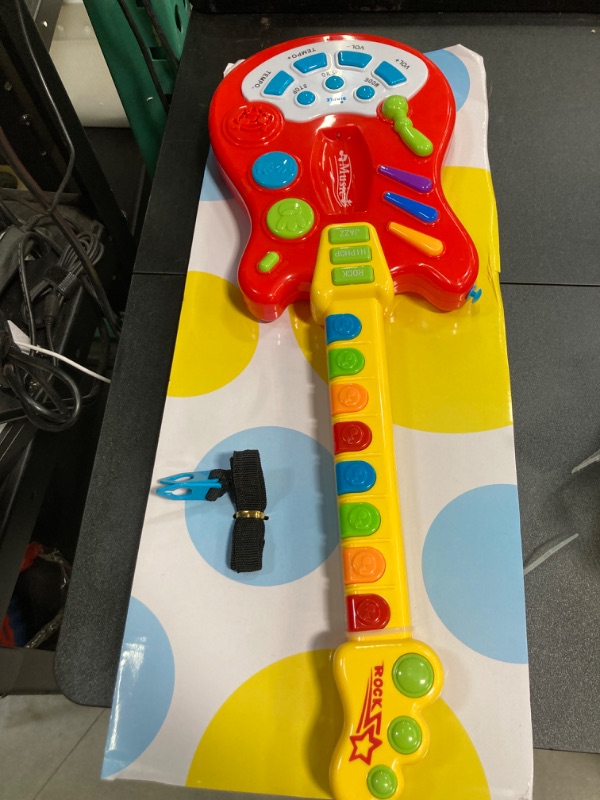 Photo 3 of Dimple Kids Handheld Musical Electronic Toy Guitar with Over 20 Interactive Buttons, Levers and Modes for Children, Best Toy & Gift for Girls & Boys (Guitar with Batteries)