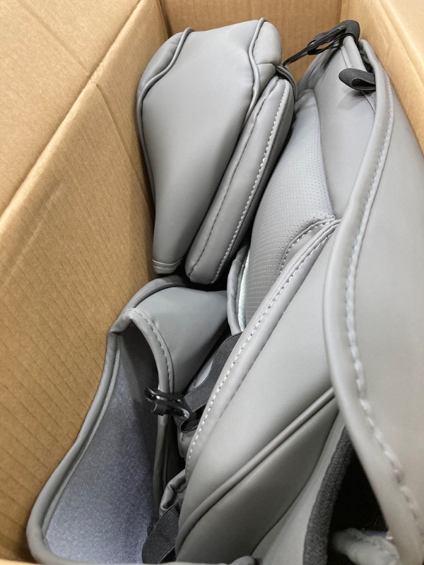 Photo 2 of ***MISSING PARTS*** Coverado Universal Seat Covers Full Set, 5 Seats Universal Seat Covers for Cars, Waterproof Nappa Leather Car Seat Covers with Head Pillow, Auto Protectors Fit for Most Sedans SUV Pick-up Truck-Gray Gray FullSet