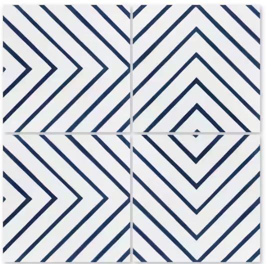 Photo 1 of Labyrinth A Berry Blue Multicolor/Matte 8 in. x 8 in. Cement Handmade Floor and Wall Tile (Box of 8/3.45 sq. ft.)***8CASES***
