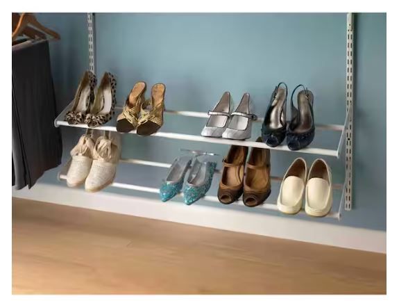 Photo 1 of 3 H 10-Pair 2-Tier White Steel Shoe Rack
