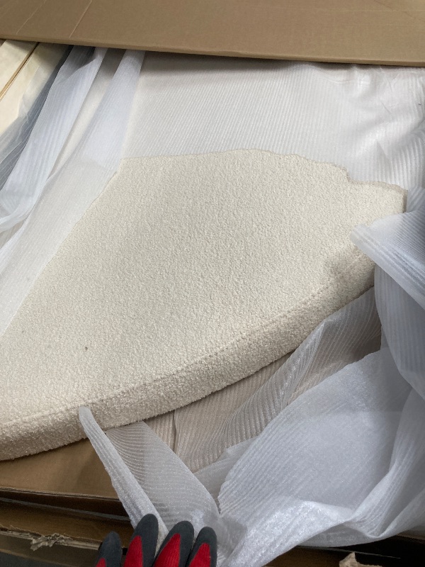 Photo 1 of **HEADBOARD AND SLATS ONLY/BOX 1 OF 2**Meridian Furniture RudyBeige-Q Rudy Collection Modern | Contemporary Teddy Fabric Queen Bed with Soft Plush Beige Teddy Fabric and Rounded Headboard, 75" W x 91" D x 46.5" H, Beige, Queen