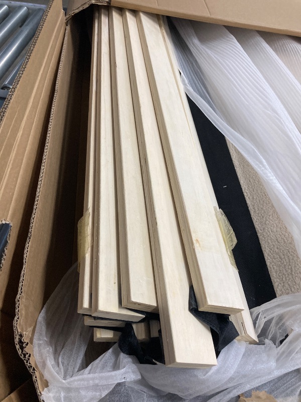 Photo 1 of **HEADBOARD AND SLATS ONLY/BOX 1 OF 2**Meridian Furniture RudyBeige-Q Rudy Collection Modern | Contemporary Teddy Fabric Queen Bed with Soft Plush Beige Teddy Fabric and Rounded Headboard, 75" W x 91" D x 46.5" H, Beige, Queen