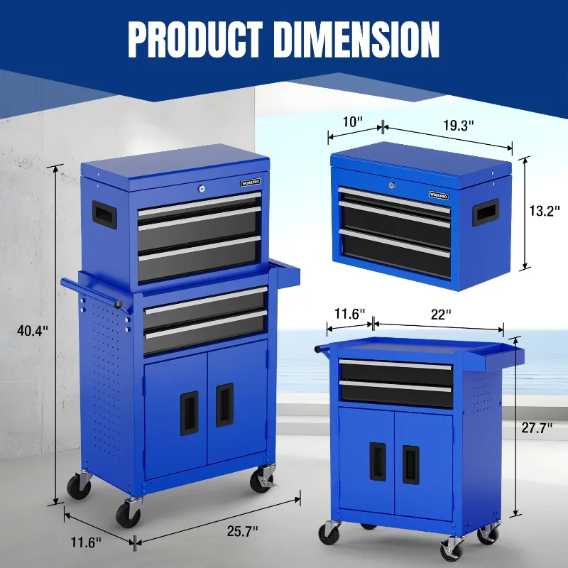 Photo 1 of ***PARTS ONLY -INCOMPLETE -SELLING AS IS)*** WORKPRO 20 inch 5-Drawer Rolling Tool Chest, Sliding Metal Drawer Rolling Tool Storage Cabinet, Removable Toolbox Organizer for Workshop, Garage 
