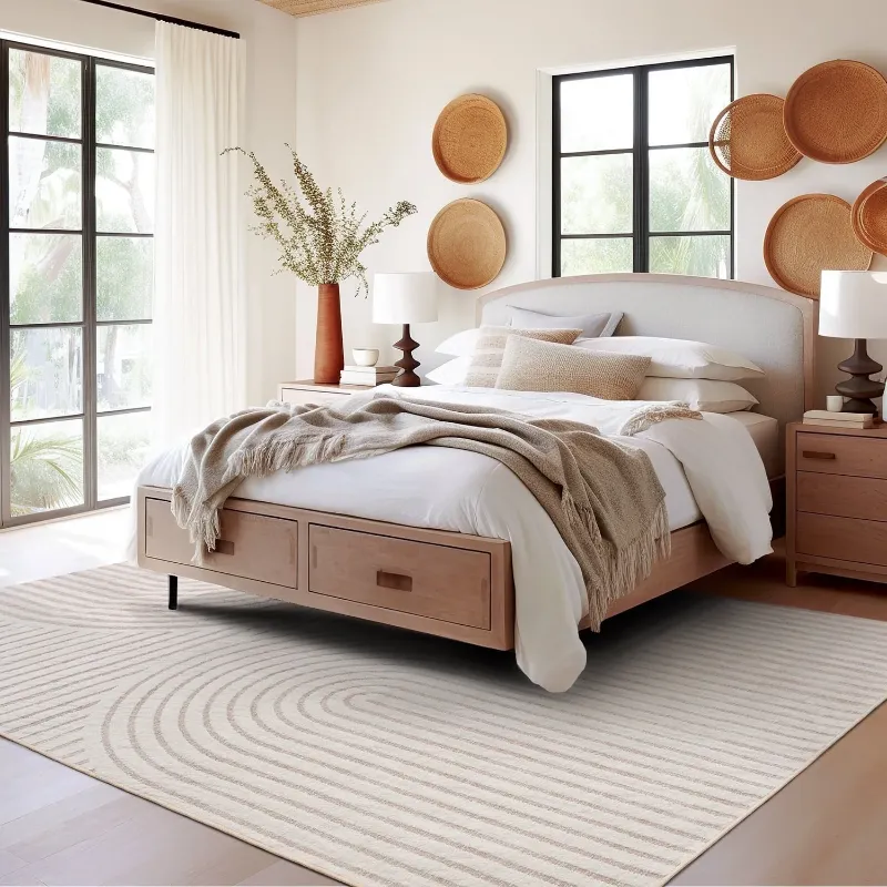 Photo 1 of *** IMAGE FOR REFERENCE***VUNATE 8'x10' Area Rugs for Living Room Jacquard Textured Modern Rugs Soft Geometric Rug for Bedroom Mid Century Washable Rug Non-Slip Bohemian Carpet Perfect for Dining Room Office Beige
