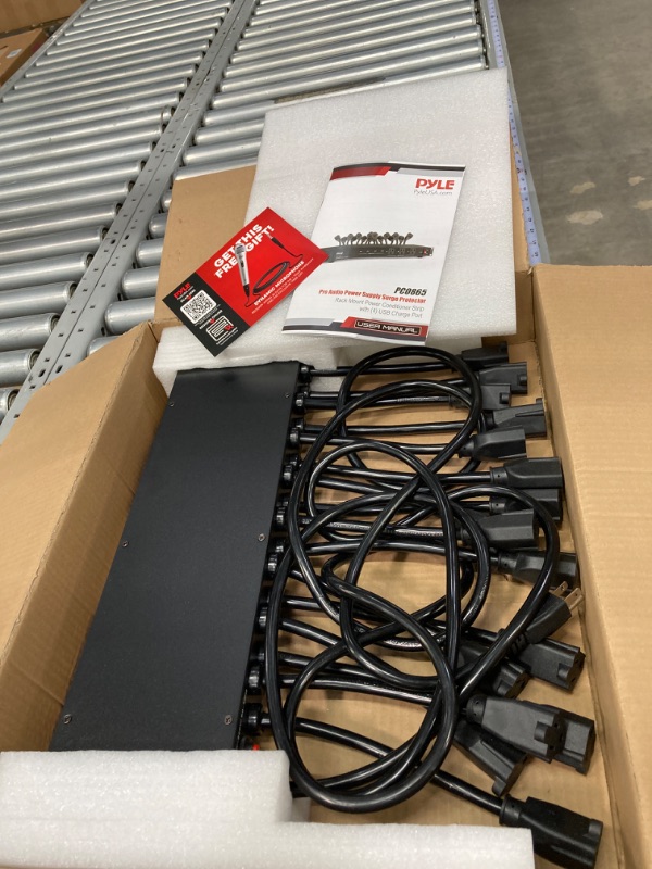 Photo 1 of Pyle 19 Outlet 1U 19" Rackmount PDU Power Distribution Supply Center Conditioner Strip Unit Surge Protector Cord (PCO865) Black & 2-Pc 1U Server Rack Shelf, Black-Pyle PLRSTN14UX2 Power Pig Tales + 2-Pc Rack Shelf
