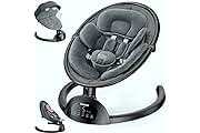 Photo 1 of Electric Baby Swing for Infants, Baby Rocker for Infants with 5 Speeds, 10 Lullabies, Adapter & Battery Operated, Indoor & Outdoor Use, Remote Control, Gray