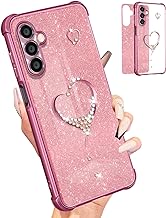 Photo 1 of (2PACK) Petitian for Samsung Galaxy A15 5G Phone Case Women Girls Girly A15 5G Cases Cover Glitter Bling Sparkle Diamond with Luxury Elegant Heart Design Fashion Cute Telephone Case 6.5"