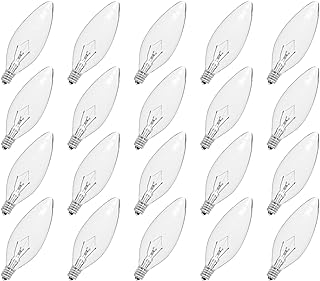 Photo 1 of 20  Pack 60W 120V Candelabra Base E12 CTC Clear Decorative Light Bulbs,Transparent Candle Light Bulbs for Chandeliers, Ceiling Fan Lights, Pendants, Fireplace Appliance Light Bulb 60.0 Watts