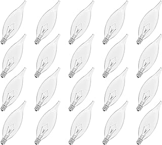 Photo 1 of 10 Pack 60W 120V Candelabra Base E12 CTC Clear Decorative Light Bulbs,Transparent Candle Light Bulbs for Chandeliers, Ceiling Fan Lights, Pendants, Fireplace Appliance Light Bulb 60.0 Watts