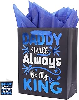 Photo 1 of (3pack) Linelglobal Black Large Gift Bag for Father Day with Wrapping Paper 15.7" Dad is King