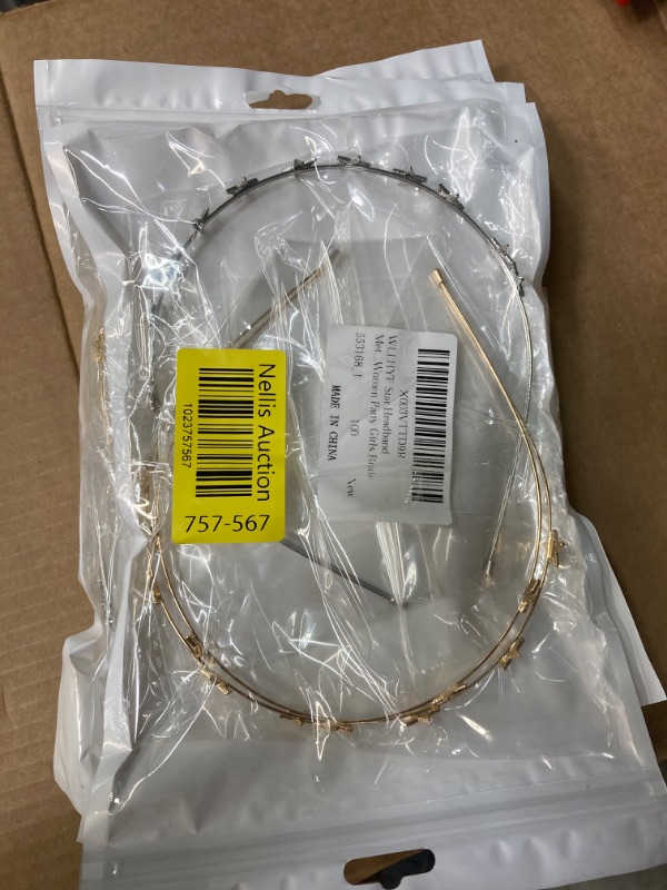 Photo 1 of WLLHYF Star Headband, Metal Star Hairband Rhinestone Alloy Headpiece Decorative Crystal Hair Hoop Gold Sliver Hair Accessories for Women Party Girls Bride Bridesmaids (1 gold + 1 silver)
