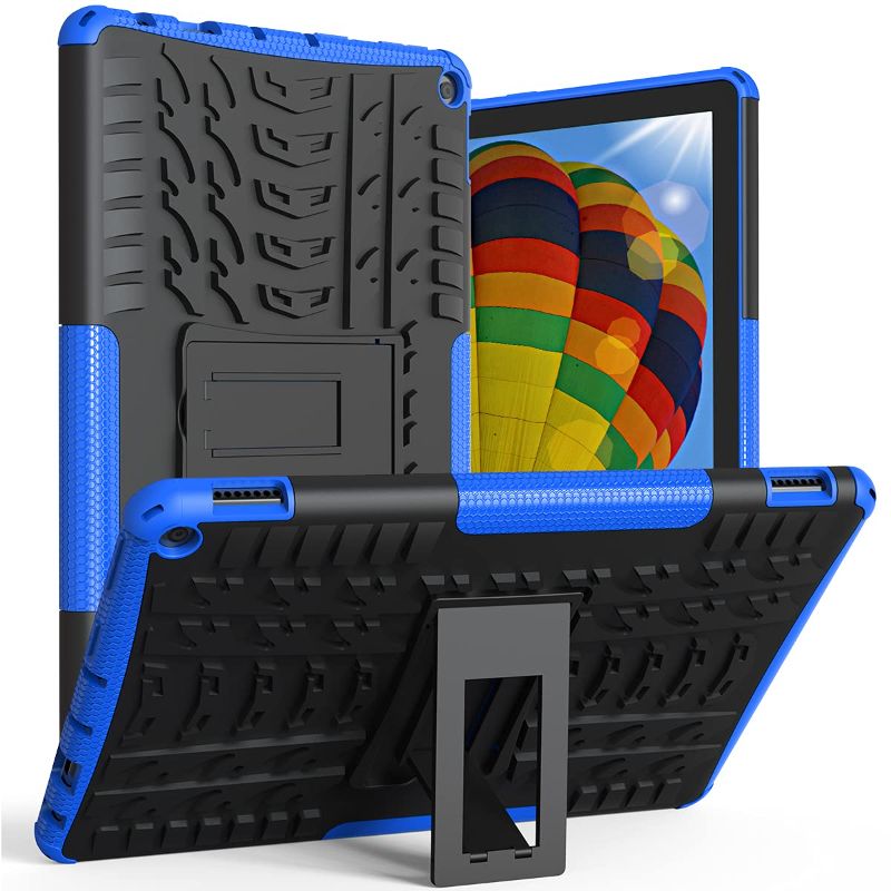 Photo 1 of ***Bandle x2 ***ROISKIN for Fire HD 10 Tablet Case 11th Generation 2021 and Amazon Fire HD10 Plus Case, Heavy Duty Dual Layer Shockproof Impact Resistance Protective Case with Kickstand for Kids Blue