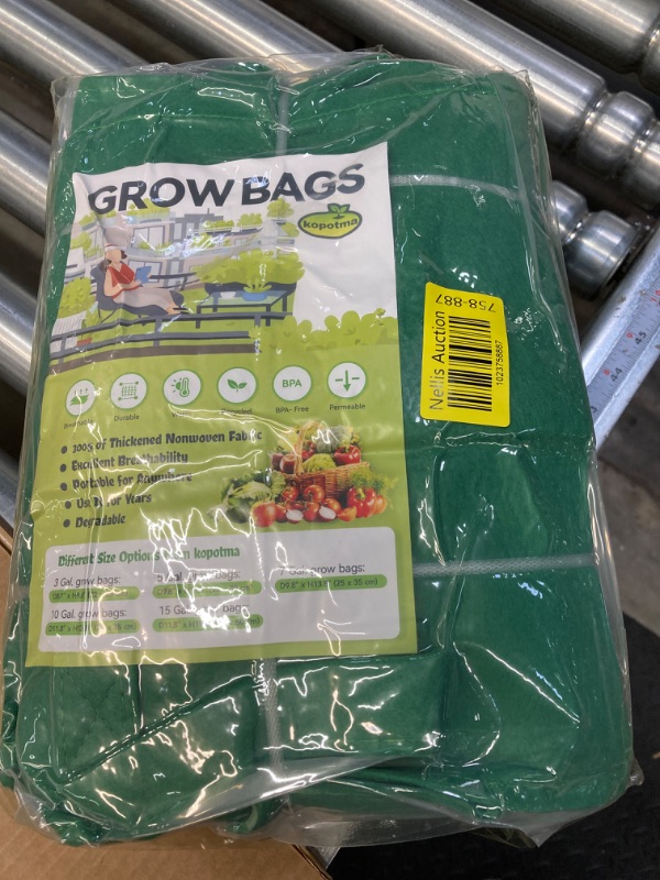 Photo 2 of 10 Gallon Grow Bags, Grow Bags 10Gal Fabric Plant Grow Bags Fabric Planters Garden Bgas Fabric Pots Tomato Planter Bags, 5-Pack, Green 10Gal*5 Green