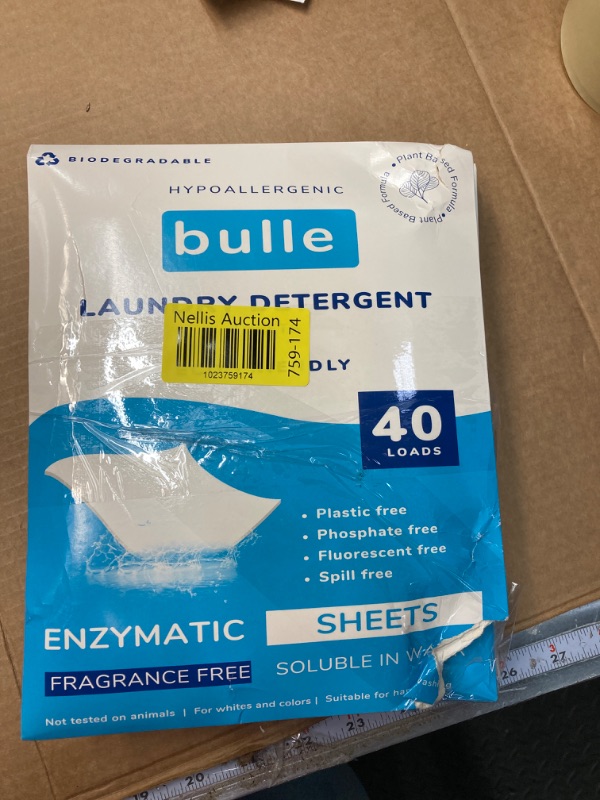 Photo 2 of bulle - Laundry Detergent Sheets - Clothes Cleaning Solution, Removes Stain, Dirt & Odor, No Irritating Ingredients, Washing Strips, Fresh Linen Scent, Mothers Household Companion, 40 count, Unscented fragrance free