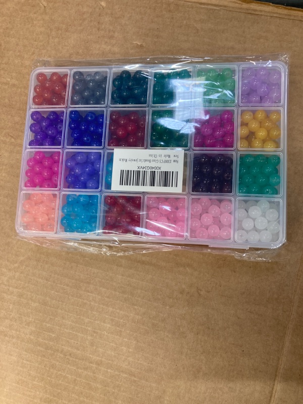 Photo 2 of 1300PCS 8mm Glass Beads for Jewelry Making, 24 Colors Glass Beads for Bracelet Making kit, Crystal Beads for Bracelets, Jade Round Beads for Girl Women Men