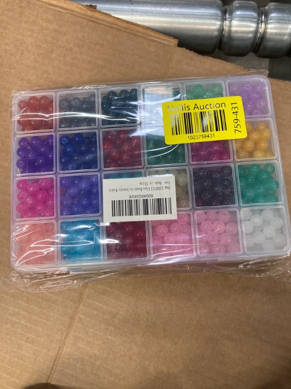 Photo 1 of 1300PCS 8mm Glass Beads for Jewelry Making, 24 Colors Glass Beads for Bracelet Making kit, Crystal Beads for Bracelets, Jade Round Beads for Girl Women Men
