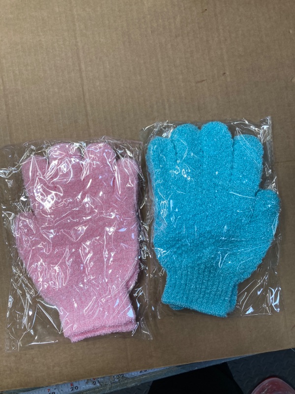 Photo 1 of Exfoliating Gloves Shower Loofah Body Scrubber African Exfoliating Net Glove Bathing Accessories Exfoliating Mitt for Women & Men (4Pcs-Bath Gloves-Solid Color)