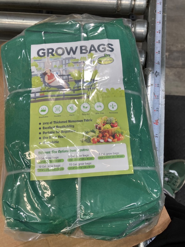 Photo 1 of 10 Gallon Grow Bags, Grow Bags 10Gal Fabric Plant Grow Bags Fabric Planters Garden Bgas Fabric Pots Tomato Planter Bags, 5-Pack, Green 10Gal*5 Green