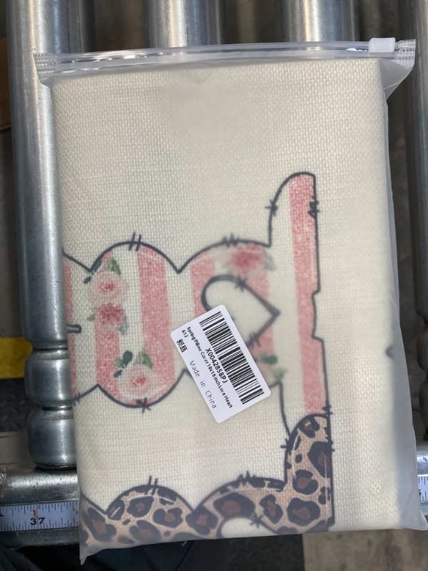 Photo 1 of AOFANGGO Easter Pillow Covers 18x18 inch Bunny Flowers Throw Pillow Stipes Leopard Pink Spring Decorations Cushion Cover for Bed Chair Sofa Couch
