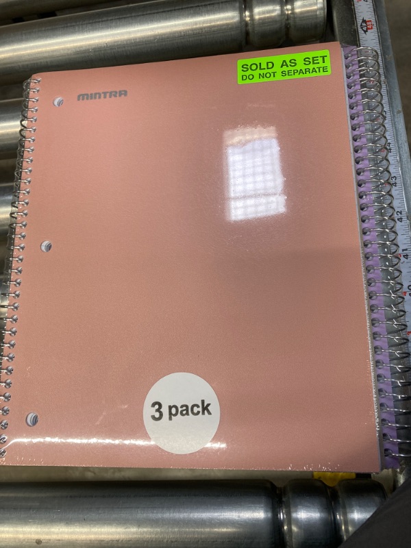 Photo 2 of Mintra Office Durable Spiral Notebooks, 1 Subject, (Salmon, Sage Green, Lavender, Wide Ruled 3pk) - 100 Sheets, Poly Pocket, Moisture Resistant Cover, School, Office, Professional Salmon, Sage Green, Lavender Wide Ruled 3pk