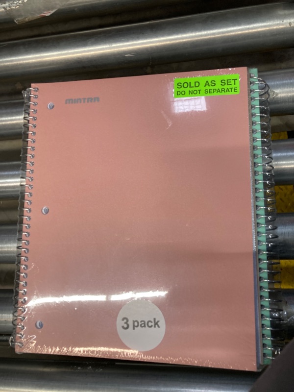 Photo 2 of Mintra Office Durable Spiral Notebooks, 1 Subject, (Salmon, Sage Green, Lavender, Wide Ruled 3pk) - 100 Sheets, Poly Pocket, Moisture Resistant Cover, School, Office, Professional Salmon, Sage Green, Lavender Wide Ruled 3pk