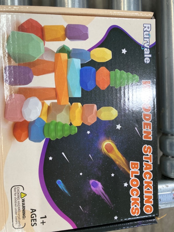 Photo 1 of 40PCS Wooden Stacking Rocks Toys, Montessori Toys for 1 2 3 year old, Stacking toys for toddlers, Sensory STEM Preschool Learning building blocks toys for Kids age 3-5, Kids Games Gift for Boys Girls