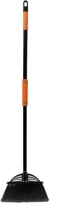 Photo 1 of Four-Section Rod Long-Handled Broom,Heavy-Duty Broom, Angle Broom for Outdoor/Indoor?Black+Orange?