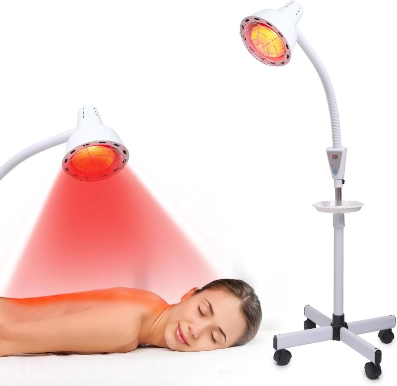 Photo 1 of Infrared Light,275W Red Near Infrared Heat Lamp for Relieve Joint Pain and Muscle Aches, Adjustable Red Light Standing Lamp Set(White)