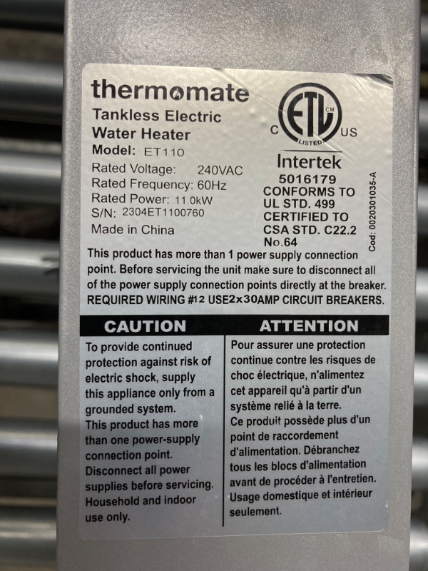 Photo 3 of thermomate Electric Tankless Water Heater, 11kW at 240 Volt, On Demand Instant Hot Water Heater, Self Modulating Energy Saving, Save Space, 2.15GPM at 35°F Rise 240V/11kW