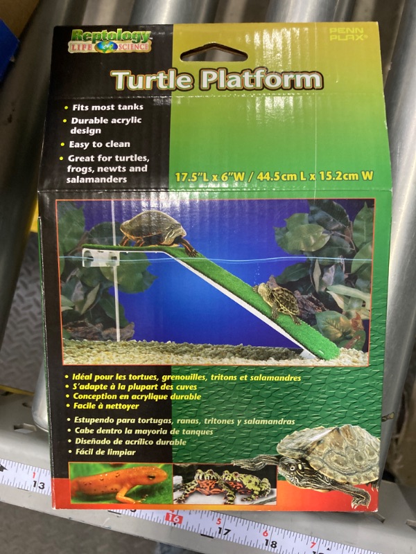 Photo 1 of PENN-PLAX Reptology Turtle Basking Platform Ramp – Also Great for Frogs, Newts, Salamanders, and Axolotls – 17.5” x 6”