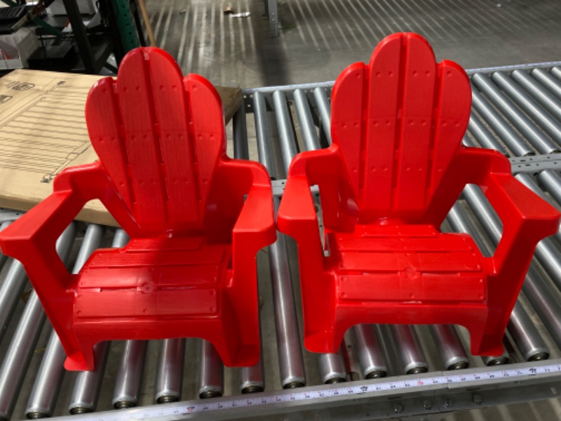 Photo 2 of American Plastic Toys Kids’ Adirondack (2-Pack, Red), Stackable, Outdoor, Beach, Lawn, Indoor, Lightweight, Portable, Wide Armrests, Comfortable Lounge Chairs for Children
