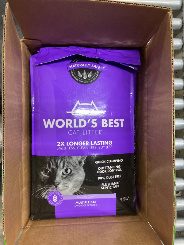 Photo 2 of WORLD'S BEST CAT LITTER Multiple Cat Lavender Scented 32-Pounds - Natural Ingredients, Quick Clumping, Flushable, 99% Dust Free & Made in USA - Calming Fragrance & Long-Lasting Odor Control
