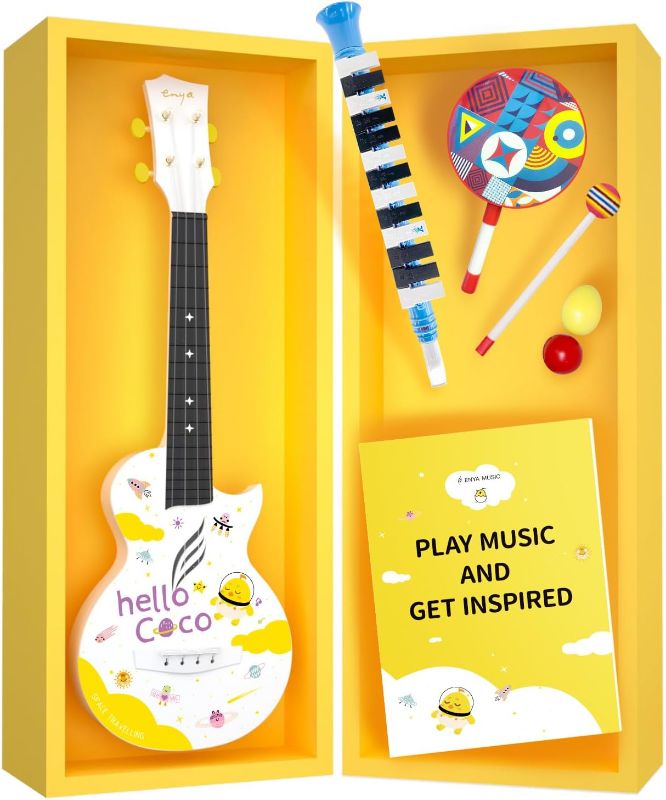 Photo 1 of Enya Kids Toys Musical Instruments Toddler Toys Gifts for Baby Children Girls and Boys for Ages 3-6, Includes Mini Toddler Ukulele, Melodica, Egg Shaker Set, Lollipop Hand Drum with Stick (Mini Coco)
