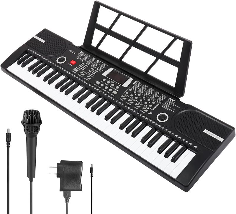 Photo 1 of 61 Key Keyboard Piano, Electric Piano Music Keyboard with Teaching Mode, Sheet Music Stand and Power Supply, portable keyboard piano for Beginners
