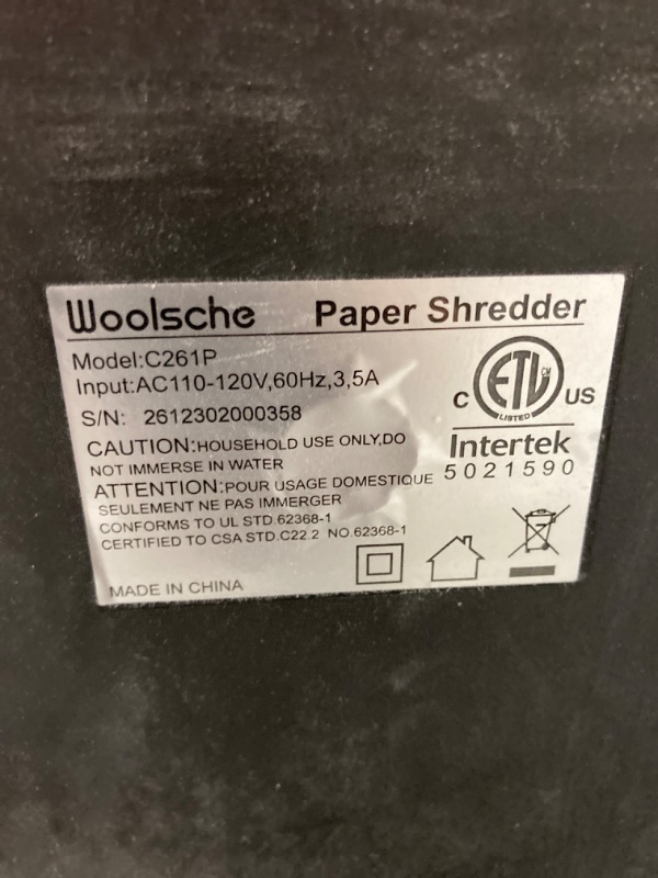 Photo 4 of Woolsche Paper Shredder, 18-Sheet Cross Cut with 5.28-Gallon Pull Out Bin, P-4 Security Level, Shred Paper and Credit Card and CD, Durable&Fast with Auto Jam Proof System Shredder for Office
