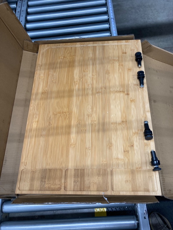 Photo 1 of 30 x 21 in Extra Large Bamboo Cutting Board and Stovetop Cover, Stove Top Cover Chopping Board with Detachable Legs and Juice Groove, Protector Board for Restaurant Kitchen Counter & Sink XXXL(30x21x3.3")