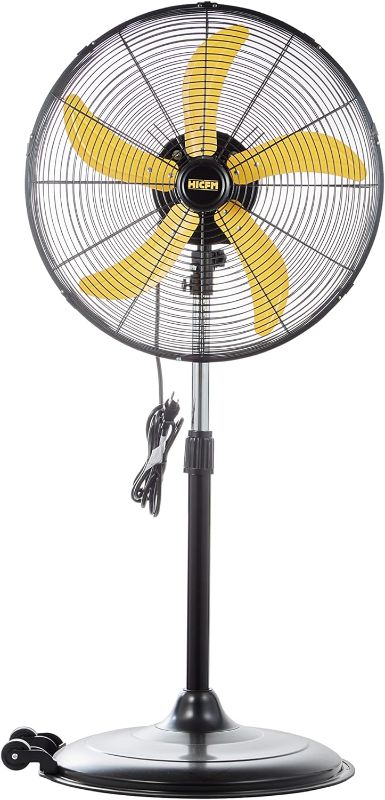 Photo 1 of 5000 CFM 20 inch High Velocity Pedestal Oscillating Fan with Powerful 1/5 Motor, 9ft Power Cord, Oscillation, Metal Body with Wheels for Garage, Commercial or Industrial - UL Safety Listed
