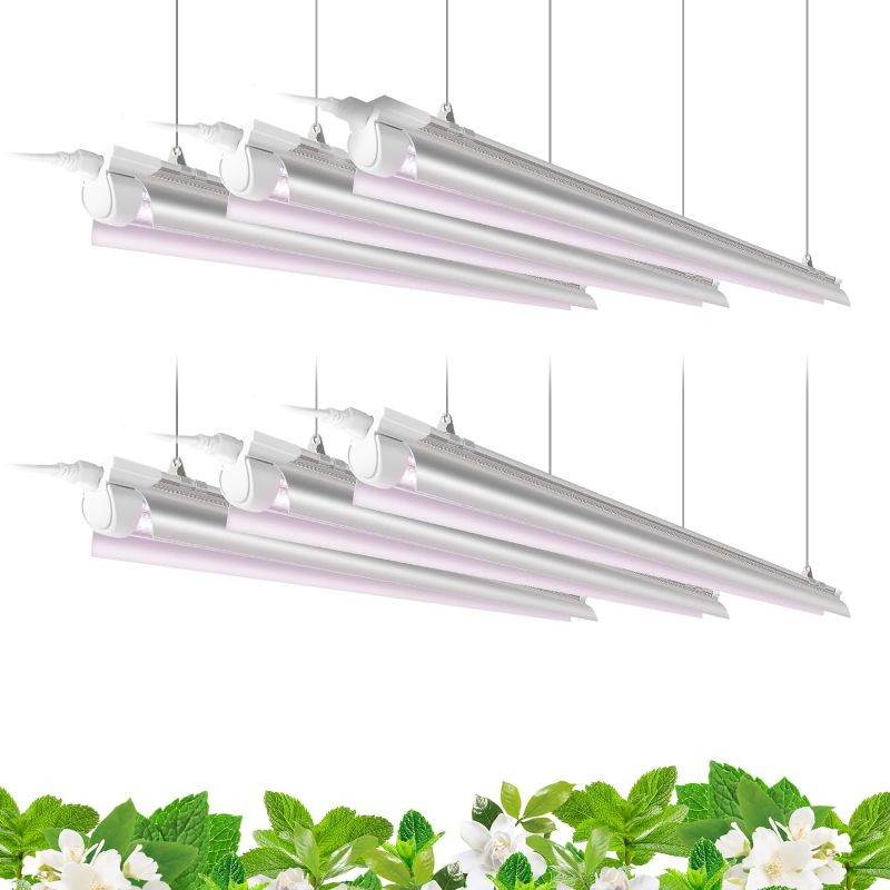 Photo 1 of Barrina 4FT T8 Plant Grow Light, 252W(6 x 42W, 1400W Equivalent), Full Spectrum, LED Growing Lamp Fixture for Indoor Plant Growing, with ON/Off Switch & V-Shaped Reflector, Pinkish White, 12-Pack