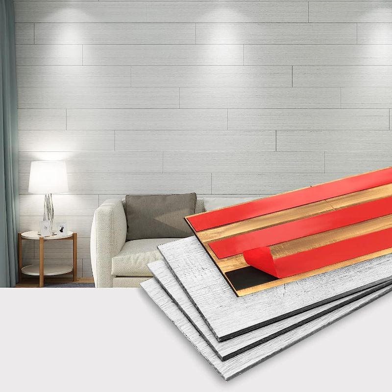 Photo 1 of Art3d 10-Sheets Peel and Stick Reclaimed Barn Wood Planks for Wall, White-Washed (16 Sq Ft)