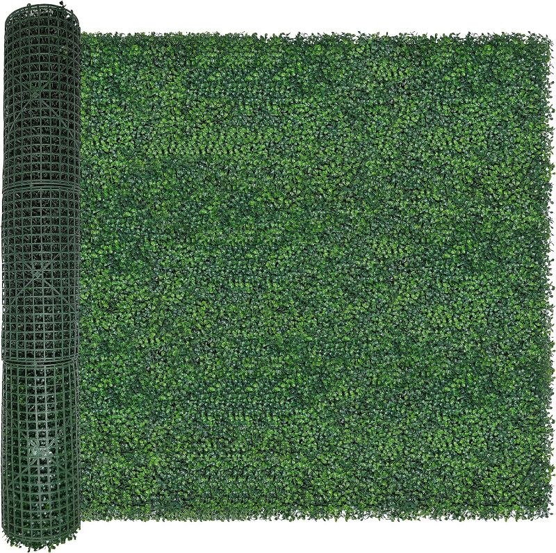 Photo 1 of Artificial Boxwood Roll,48x120 in (40 sqft) UV-Anti Faux Ivy Boxwood Hedge Leaf Grass Wall for Patio Balcony Privacy, Garden, Backyard Greenery Wall Backdrop and Fence Decor